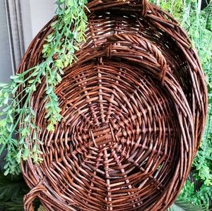 Set of 2 Vintage Basket Trays